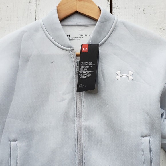 Under Armour Girl Sz 10-12 M Athletic Loose Jacket Gray NEW W Elastic at Bottom - Picture 2 of 4